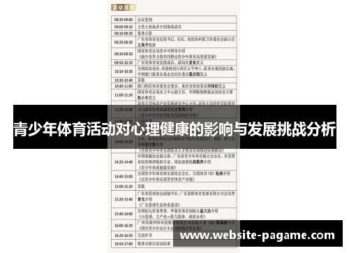 青少年体育活动对心理健康的影响与发展挑战分析
